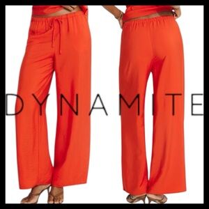 Dynamite Bright Red Wide Leg Drawstring Pocket Partial Lined Pants (XS)